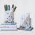 Indoor Outdoor Garden Nautical Themed Mediterranean style Entryway reception Retro Wooden with rudder steering wheel Anchor Pen Holder Ocean Style Large Capacity Pencil Storage Box Handmade Pens Container home Decor House Room sundries storage ideal for those who love sailing and nautical-art in blue with white multi color