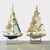 Indoor Outdoor Garden Nautical Themed Retro Mediterranean Style Wooden LED fairy lights Sailboat sailing Boat Model Creative Ocean Style Desktop Ornament Crafts Small Boat Home Decor Gifting ideas in deep dark-, light-, blue, with white multi color