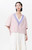 Women’s woman womens petite-, tall-, plus-, size Short Sleeves Spring Summer Contrast Collar Design Drop-shoulder Pure Cotton V-Neck T-Shirt  Tops Tees in pink with lilac accent ribbed trim