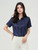 Women’s woman womens petite-, tall-, plus-, size Summer solid color Mulberry Silk short sleeves luxury plain blouse casual wfh commute workwear Shirt Tops in Navy blue