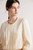 Mulberry Silk, Long Sleeves, pleated round O-neck crewneck Chic Beige Blouses, Spring Summer wfh Office commute workwear Lady pleats Tops