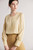Mulberry Silk, Long Sleeves, pleated round O-neck crewneck Chic Champagne Blouses, Spring Summer wfh Office commute workwear Lady pleats Tops