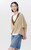 Women’s woman womens petite-, tall-, plus-, size Short Sleeves Spring Summer Contrast Collar Design Drop-shoulder Pure Cotton V-Neck T-Shirt  Tops Tees in Khaki, with brown trim