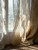 Office home vacation beach property patio gazebo boho bohemian high quality Korean style ready made Linen voile sheer fabric curtain window panel drape curtains in khaki light brown with Grommet, Velcro, Rod pocket, Hooks tape hanging types