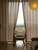 Office home vacation beach property patio gazebo Japanese boho bohemian cotton and linen textured natural wood and linen gauze sling curtain window panel drape curtains in khaki beige light brown with sling hanging types