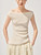 Women’s woman womens petite-, tall-, plus-, size Summer vacation holiday getaway Casual One-Shoulder ribbed Pleated Texture Asymmetric Sleeveless Boatneck round Neck Top Commute wfh workwear Style Slim Fit Polyester tops in white