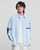 Men’s man mens petite-, tall-, plus-, size Spliced ​​chest Pocket Oxford Striped Long Sleeves with drop shoulders button up Shirt Spring Summer Lapel Loose Shirts Jacket Size M-2XL in light blue stripes