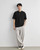 Men’s man mens petite-, tall-, plus-, size Stitch Detail Henley crew Neck crewneck Waffle T-Shirt Summer Loose Drop Shoulder Casual Commute Versatile Short Sleeve Top Cotton-blend Commute Fashion T-Shirts Tops in black with white striped accent