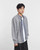 Men’s man mens petite-, tall-, plus-, size fake Two-piece Striped Splicing long sleeves button-up close checkered plaid Cardigan Knitted Jacket Spring Summer Fall and Autumn Korean College sweater mandarin collar shirt Tops Jacket Top cardigans in light Gray grey, with blue and white checks