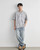 Men’s man mens petite-, tall-, plus-, size Heavyweight 220g Cotton Gradient Grid crewneck, Summer Crew Neck Loose Street Fashion Breathable Short Sleeves round O-neck Casual Pullover T-Shirt Tops T-Shirts in light Gray grey with white multi accent color
