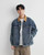 Men’s man mens petite-, tall-, plus-, size Spring Summer Fall Autumn American Vintage Casual Slim Fit Workwear Distressed Old Washed Jeans cotton denim Jacket Tops Outerwear outdoor camping Outwear Jackets in blue with tan accent color
