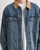 Men’s man mens petite-, tall-, plus-, size Spring Summer Fall Autumn American Vintage Casual Slim Fit Workwear Distressed Old Washed Jeans cotton denim Jacket Tops Outerwear outdoor camping Outwear Jackets in blue with tan accent color