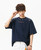 Men’s man mens petite-, tall-, plus-, size Ethnic American National style printed texture pure cotton short half sleeves with drop shoulder summer vacation holiday getaway basic loose round crewneck O-neck Casual Pullover crew neck T-Shirt Tops T-Shirts in dark navy blue with multi accent color