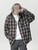 Men’s man mens petite-, tall-, plus-, size Retro patterned hooded long-sleeved shirt for men - spring/autumn new style - American casual loose-fit couple's Daily Commute wfh workwear hooded Shirt Jacket hoodie Shirts Tops in dark navy blue with khaki brown white accent color
