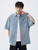 Men’s man mens petite-, tall-, plus-, size Vintage washed denim short-sleeves chest pocket  spring summer style, retro and loose-fit Japanese-style casual shirt Tops Shirts in Wathet light blue