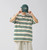 Men’s man mens petite-, tall-, plus-, size Japanese-style clothing. Trendy retro color-blocked striped loose-fitting versatile short half sleeves with drop shoulder embroidered graphic logo crewneck, Summer Crew Neck Loose Street Fashion Breathable embroidery round O-neck Casual Pullover T-Shirt Tops T-Shirts in green with multi accent color