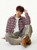 Men’s man mens petite-, tall-, plus-, size Vintage washed plaid turn-down collar long sleeves chest pocket checkered button close spring summer style, retro and loose-fit casual shirt Tops Shirts in red blue