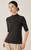 Women’s woman womens petite-, tall-, plus-, size Light Luxury High-Quality Cotton Blend Round O-neck Crewneck Short-half Sleeves with hollow-out cuff Mockneck T-Shirt Pullover Style tops Tees  T-shirts in black