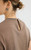 Women’s woman womens petite-, tall-, plus-, size Light Luxury High-Quality Cotton Blend Round O-neck Crew neck with contrast color band Short-half Sleeves with turn-up cuff,  hollow-out pear-drop latch close back, Crewneck T-Shirt Pullover Style tops Tees  T-shirts in coffee brown
