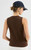 Women’s woman womens petite-, tall-, plus-, size Light Luxury High-Quality glittering Glitter sequined beads at front sleeveless crewneck round O-neck crew neck tank top evening party tops in coffee brown color