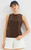 Women’s woman womens petite-, tall-, plus-, size Light Luxury High-Quality glittering Glitter sequined beads at front sleeveless crewneck round O-neck crew neck tank top evening party tops in coffee brown color