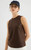 Women’s woman womens petite-, tall-, plus-, size Light Luxury High-Quality glittering Glitter sequined beads at front sleeveless crewneck round O-neck crew neck tank top evening party tops in coffee brown color