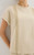 Women’s woman womens petite-, tall-, plus-, size Light Luxury High-Quality 100% pleats short sleeves crochet trim crewneck round O-neck crew neck pleated blouse tops blouses in apricot beige color