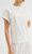 Women’s woman womens petite-, tall-, plus-, size Light Luxury High-Quality 100% pleats short sleeves crochet trim crewneck round O-neck crew neck pleated blouse tops blouses in white color