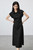 Women’s woman womens petite-, tall-, plus-, size Light Luxury High-Quality viscose-blend polo spread collar button-up short sleeves Mid-calf side slit hem elegant evening party wear ruched Midi dress Dresses in black