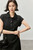 Women’s woman womens petite-, tall-, plus-, size Light Luxury High-Quality viscose-blend polo spread collar button-up short sleeves Mid-calf side slit hem elegant evening party wear ruched Midi dress Dresses in black