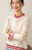 Women’s woman womens petite-, tall-, plus-, size Light Luxury High-Quality Australian wool long sleeves with rib band cuffs crewneck round o-neck crew neck ribbed cable knit sweater tops sweaters in cream white color with red accent
