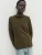 Women’s woman womens petite-, tall-, plus-, size Light Luxury High-Quality cashmere yak wool long sleeves with rib cuffs mockneck zip-up half high ribbed collar turtleneck wide-rib band hem sweater tops sweaters in olive green color