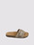 Women’s woman womens petite-, tall-, plus-, size Light Luxury High-Quality Spring Summer Fall and Autumn Casual Simple Cork-Patterned Pu Leather Upper Flat-Soled Slip-On Open Toe Mule Slippers Beach holiday getaway Sandals Suitable for Home and Outdoor Use Footwear shoes in khaki color