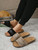 Women’s woman womens petite-, tall-, plus-, size Light Luxury High-Quality Spring Summer Fall and Autumn Casual Simple Cork-Patterned Pu Leather Upper Flat-Soled Slip-On Open Toe Mule Slippers Beach holiday getaway Sandals Suitable for Home and Outdoor Use Footwear shoes in Black, Khaki color