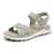 Women’s woman womens petite-, tall-, plus-, size Casual Open Toe Beach Slippers With Adjustable Buckle strap Flats PU Leather Flip Flops Cork Sandals in Gray grey