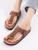 Women’s woman womens petite-, tall-, plus-, size Casual Open Toe Beach Slippers With Adjustable Buckle strap Flats Leather Cork Footbed Flip Flops Cork Sandals in brown