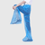 Women’s woman womens casual festival outdoor rainy day bad weather petite-, tall-, plus-, size disposable Straight Loose Youth mid-rise elastic waist wide-leg Rain-proof  Rain Mack Pants Trousers in transparent clear blue color 5-Pack