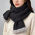 Women’s woman womens Men’s man mens Skin-friendly Unisex Genflex Gender Neutral Genderfluid petite-, tall-, plus-, size alternate aesthetic luxury Casual Fall Autumn Winter Spring cold weather winter accessory long tassel scarf Fashion Tassels Scarves accessories in charcoal black with Gray grey color contrast tassels