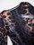 Women’s woman womens petite-, tall-, plus-, size Casual Summer vacation holiday getaway evening clubwear party wear Sexy boatneck H-Line leopard animal print long sleeves studded mini midi Dress Dresses in black with brown animal print patterned accent