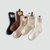 Women’s woman womens petite-, tall-, plus-, size Japanese anime kawaii cute funny animal cartoon large eyes fluffy face cosplay grunge y2k Casual Fall Autumn Winter knee-Length cotton Knitted Long middle tube ribbed leg warmer ankle Sock Girls Retro Stacked Leg Cover leg warmers Socks in black, brown, khaki, beige, white with accent color