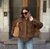 Women’s woman womens petite-, tall-, plus-, size Light Luxury High-quality Elegant Winter commute wfh office workwear evening party turndown neck collar button close patch pockets windbreaker coat outwear Bomber Barn Jacket Outerwear Coats in brown