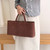 Women’s woman womens Korean design Summer faux suede shoulder tote handbag hand bag with shoulder strap Vacation Beach Tote Party Wedding Evening Party Luxury Design bags in brown color