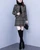 Women’s woman womens petite-, tall-, plus-, size Light Luxury High-quality Elegant Winter commute wfh office workwear evening party plaid turndown crewneck collar button close patch pockets blazer Jacket and skirt suit set Outerwear 2-Piece suits in black with multi brown accent color