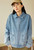 Women’s woman womens petite-, tall-, plus-, size Light Luxury High-quality Elegant Gradient Washed Winter commute wfh office workwear evening party turndown neck collar button close patch pockets denim barn jacket outwear Jackets Outerwear in light blue