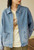 Women’s woman womens petite-, tall-, plus-, size Light Luxury High-quality Elegant Gradient Washed Winter commute wfh office workwear evening party turndown neck collar button close patch pockets denim barn jacket outwear Jackets Outerwear in light blue