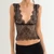 Women’s woman womens tall-, plus-, size  Solid, V neck, Sleeveless Chic Camis T-Shirt, Spring Summer vacation holiday getaway European and American Women Sexy hollow-out see-through Intimates Deep V-Neck Lace Perspective Spicy Girl Slimming Tank Top Harajuku Y2K Camisole Tops in black