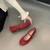 Women's Woman womens Vintage clssic elegant designed Hand-crafted breathable flats spring summer holiday getaway vacation simple elegant design genuine leather round toe Wide Straps buckle up close anti-slip sole Casual fashion Flats Mary Jane Ballet Flat Shoes footwear in red