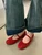 Women's Woman womens Vintage clssic elegant designed Hand-crafted breathable flats spring summer holiday getaway vacation simple elegant design genuine leather round toe Wide Straps buckle up close anti-slip sole Casual fashion Flats Mary Jane Ballet Flat Shoes footwear in red