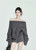 Women’s woman womens petite-, tall-, plus-, size Light Luxury High-quality Elegant evening party club wear slash neck ribbed loose fit off-shoulder sweater Fashion sweaters in Gray grey