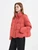 Women’s woman womens petite-, tall-, plus-, size Casual Fall Autumn Winter loose classic Vintage style Long Sleeves v-neck mockneck stand collar zip pockets Female Button up windbreaker wide-waisted zipper close white duck down field plaid lined utility Puffer Jacket trimmed evening wear Jackets coats in orange with khaki checkered lining